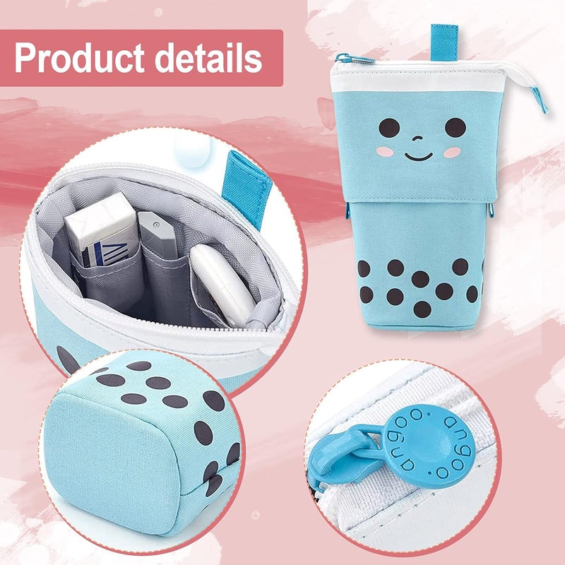 woobles Cute Pencil Case Sliding Unique Telescopic Pencil Bag Milk Tea Shape Retractable Storage Bag Cosmetic Bag 1PC - Image 4